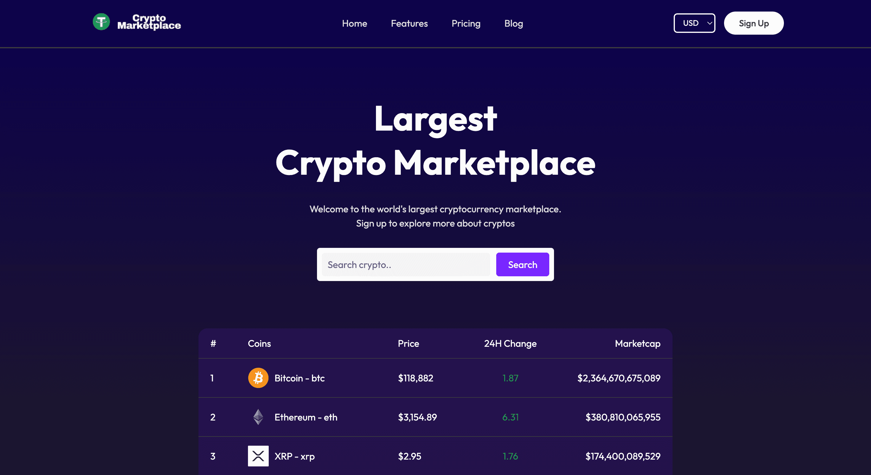Crypto Marketplace Web App screenshot 1